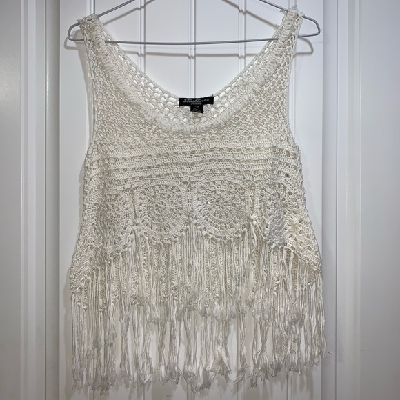 Streetwear Society Tops - White crochet top/swim cover up